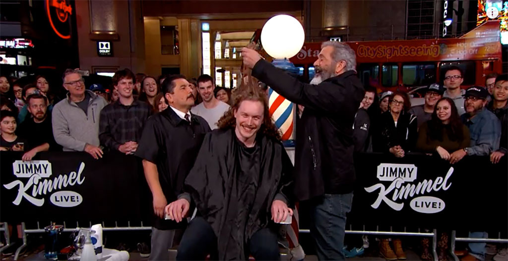 Mel Gibson, Haircut, Jimmy Kimmel Live Mel Gibson, Haircut, Jimmy Kimmel Live
